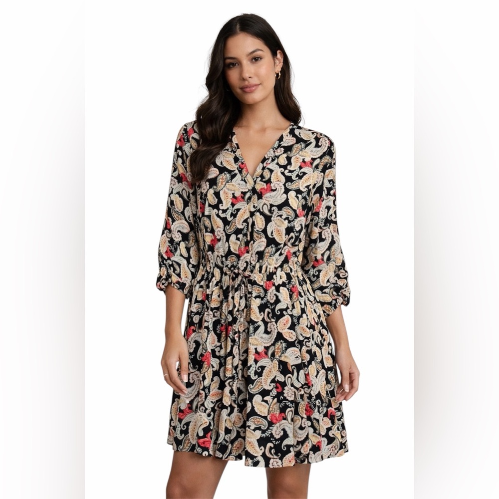Robert Louis Multicolor Paisley Long Sleeve Dress